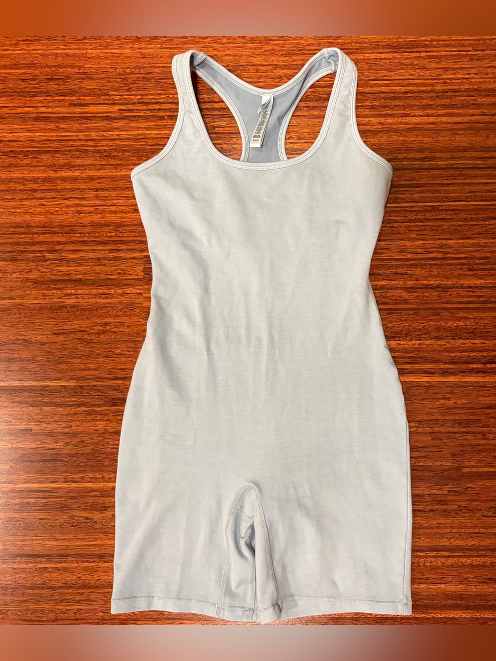 SKIMS Outdoor Mid Thigh Racerback tank Romper Body Suit Denim Pacific medium